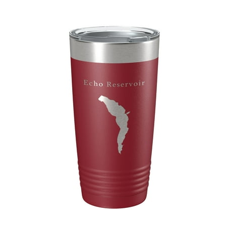 

Echo Reservoir Tumbler Lake Map Travel Mug Insulated Laser Engraved Coffee Cup Utah 20 oz Maroon