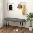thumbnail image 2 of Gymax 47'' Upholstered Entryway Bench w/ Padded Seat & Heavy-duty Metal Frame Grey, 2 of 9