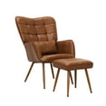 thumbnail image 4 of Abble Faux Leather Accent Chair with Ottoman and Toss Pillow for Living Room, Bed Room, Brown, 4 of 6