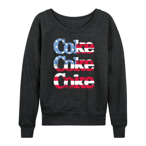 Coca-Cola - Coke Repeated Distressed Flag Fill - Women's Lightweight French Terry Long Sleeve Shirt