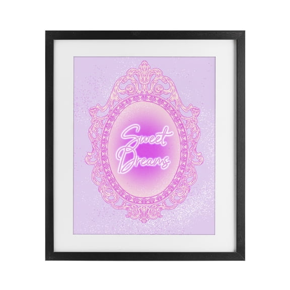 Stupell Industries Art Deco Sweet Dreams Ornate Mirror Black Framed Print Under Glass, 13 x 16, by Ziwei Li