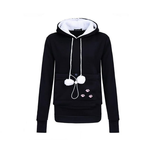 Sweat à Capuche Mode Chat pour Femmes (Noir, S, B)