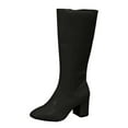 thumbnail image 3 of Gyexs Knee High Boots Women with Side Zipper Tall Boots Low Heeled Pointed Toe Knee High Long Boot Fashion Dress Party Wedding Shoes Black Size 5.5, 3 of 9