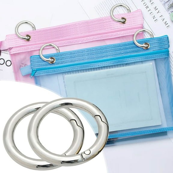 2pcs 1.3 Inches Inner O Ring Spring Opening Snap Trigger Clip Buckle Charm Purse Making SCOS O-Ring Carabiner Keyring Buckle Purse Accessories (Silver)