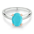 thumbnail image 2 of Gem Stone King 1.50 Ct Oval Green Turquoise 10K White and Rose Gold Ring (Size 8), 2 of 4