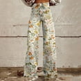 thumbnail image 2 of Flmaly jeans for women stretch denim Wide Leg Pants Woman High Waist Floral Patterned Pants Lightweight Loose Fit Casual Colorful Trouser Imitation Jeans Stretchy Wide Leg Straight, 2 of 4