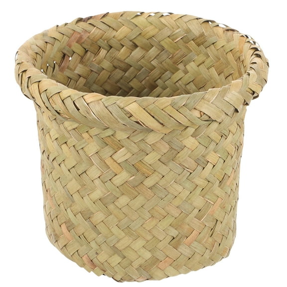 MRLESS Office Seagrass Wastebasket Rattan Trash Can Boho Decor