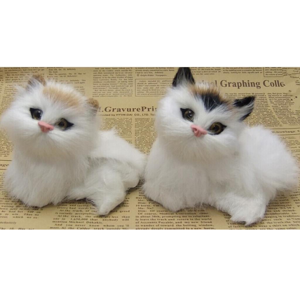 Realistic Cute Cat Model Furs Kitten Model Home Desk Decorative Ornaments Gifts 