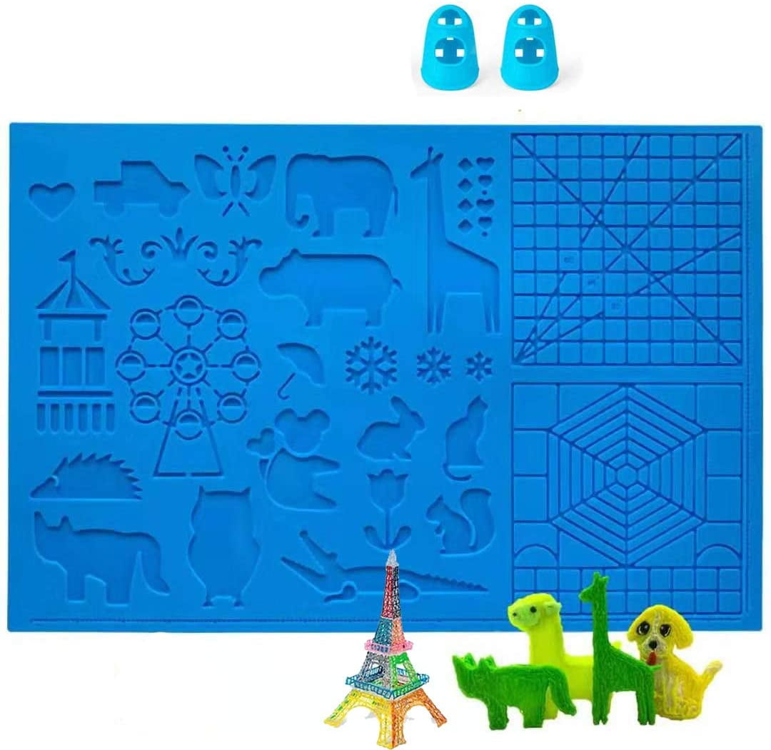 3D Silicon Pen Mat -11.8x8.2 inch with Animal Patterns for 3D