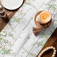 thumbnail image 3 of Watercolor Floral Table Runner - 108 Inch Long Spring Flowers Leaves Botanical Wood Grain Cotton and Linen Blended Dress Scarves Farmhouse Table Runner for Kitchen Dining, Coffee Table, 13" x 108", 3 of 8