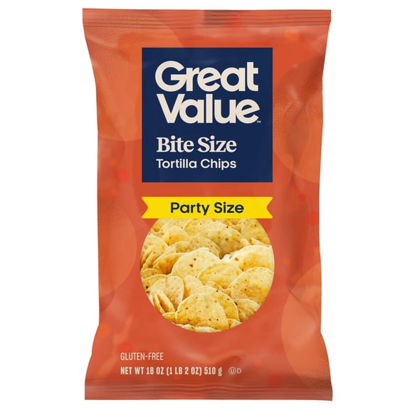 Great Value Bite Size Tortilla Chips Party Size, 18 oz