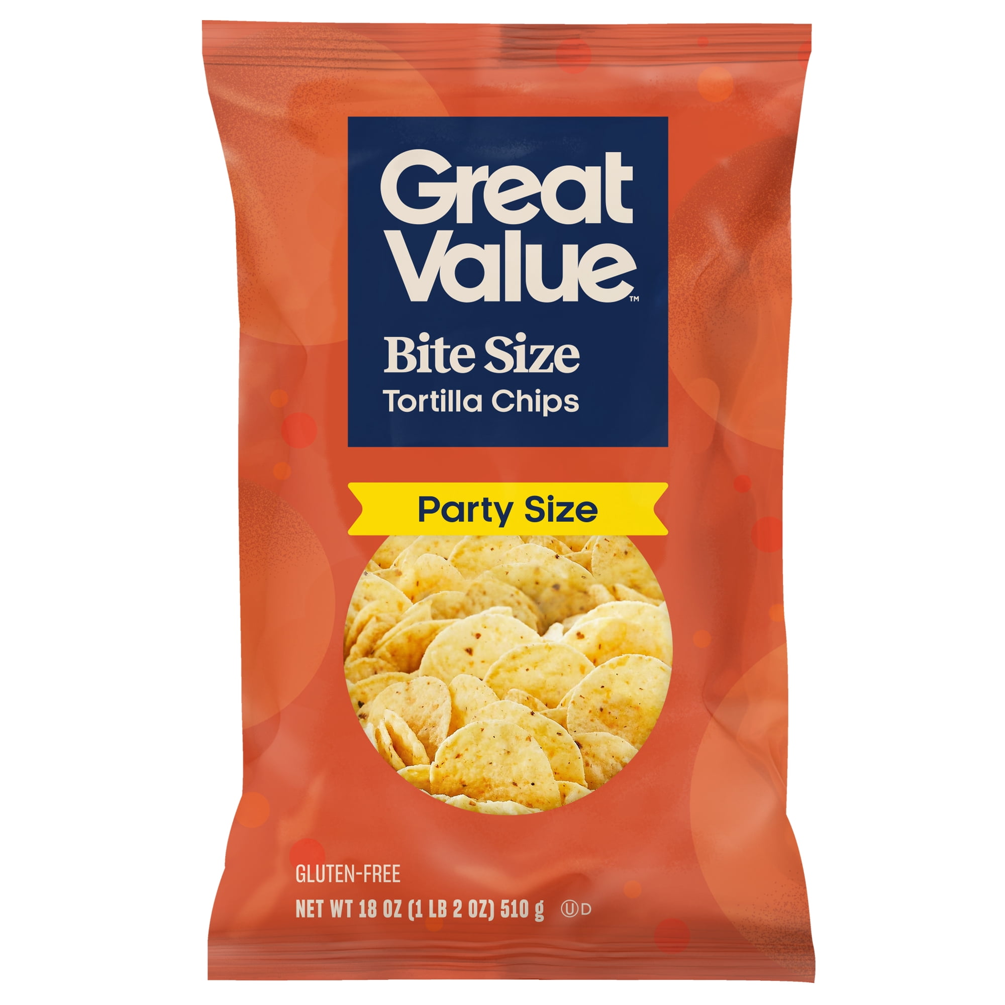 Great Value Bite Size Tortilla Chips Party Size, 18 oz
