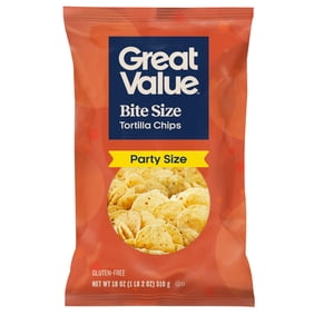 Great Value Bite Size Tortilla Chips Party Size, 18 oz