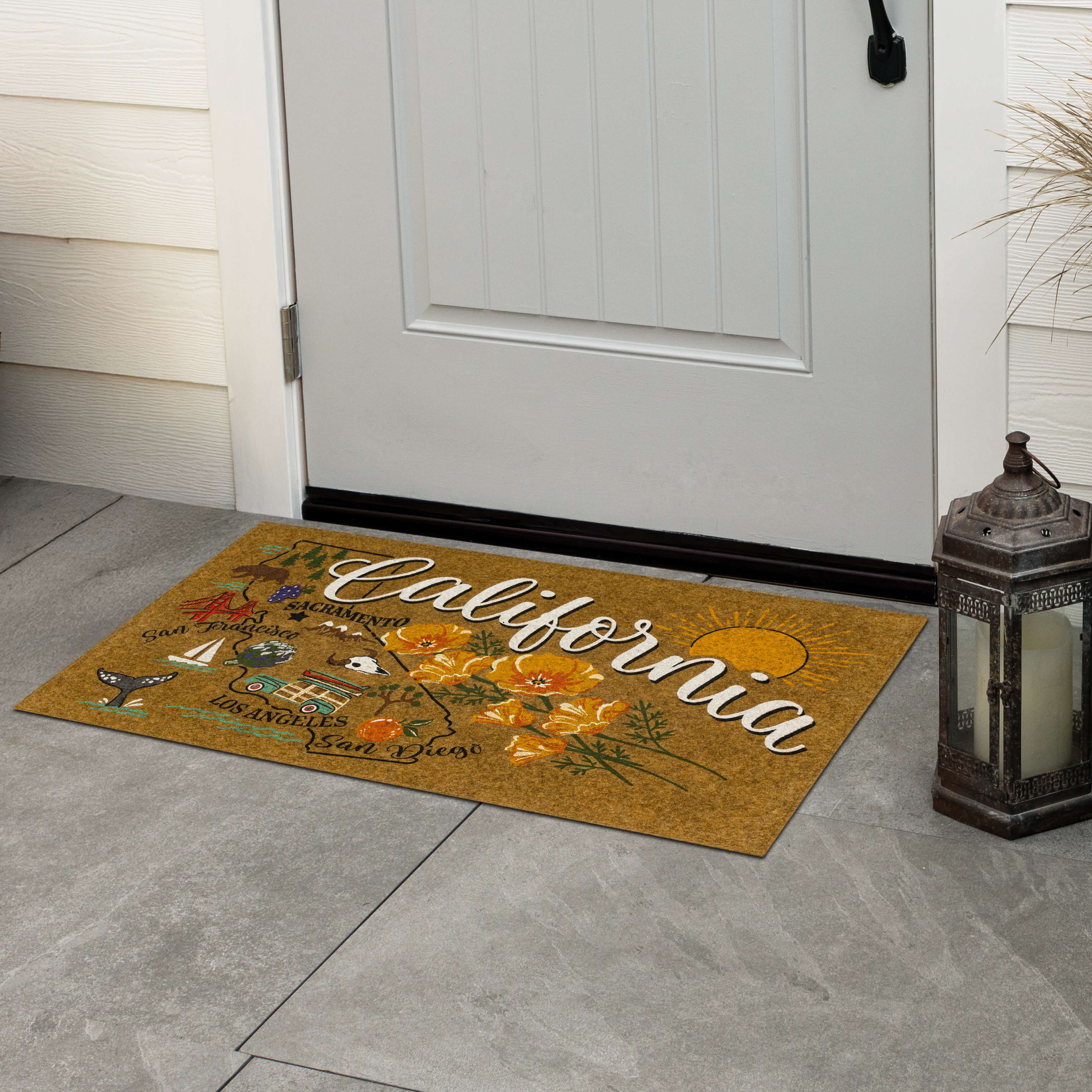 Mohawk Home California Indoor/Outdoor All Weather Polyester Rubber Backed Rectangle Doormat, Tan, 18" x 30"