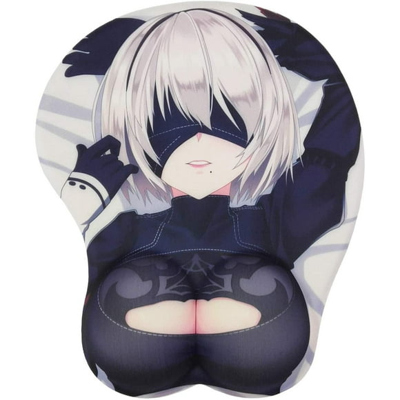 Betomsps Computer Mouse Mat Gaming Mouse Pad Anime Ergonomic Cute Mouse Pad With Gel Wrist Support, Non Slip Mouse Pad (Black)