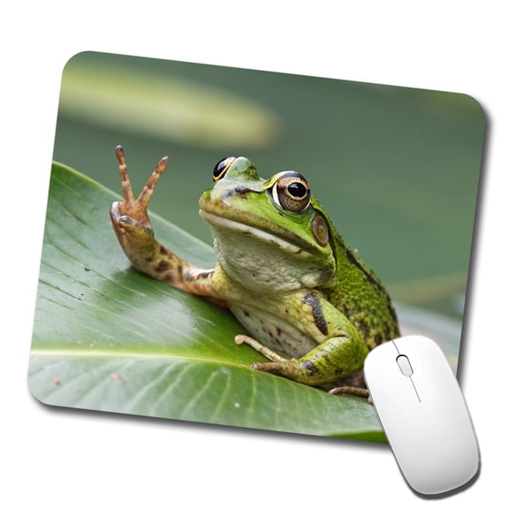 Frog Peace Sign Funny Mouse Pad Low Profile Gaming Mat