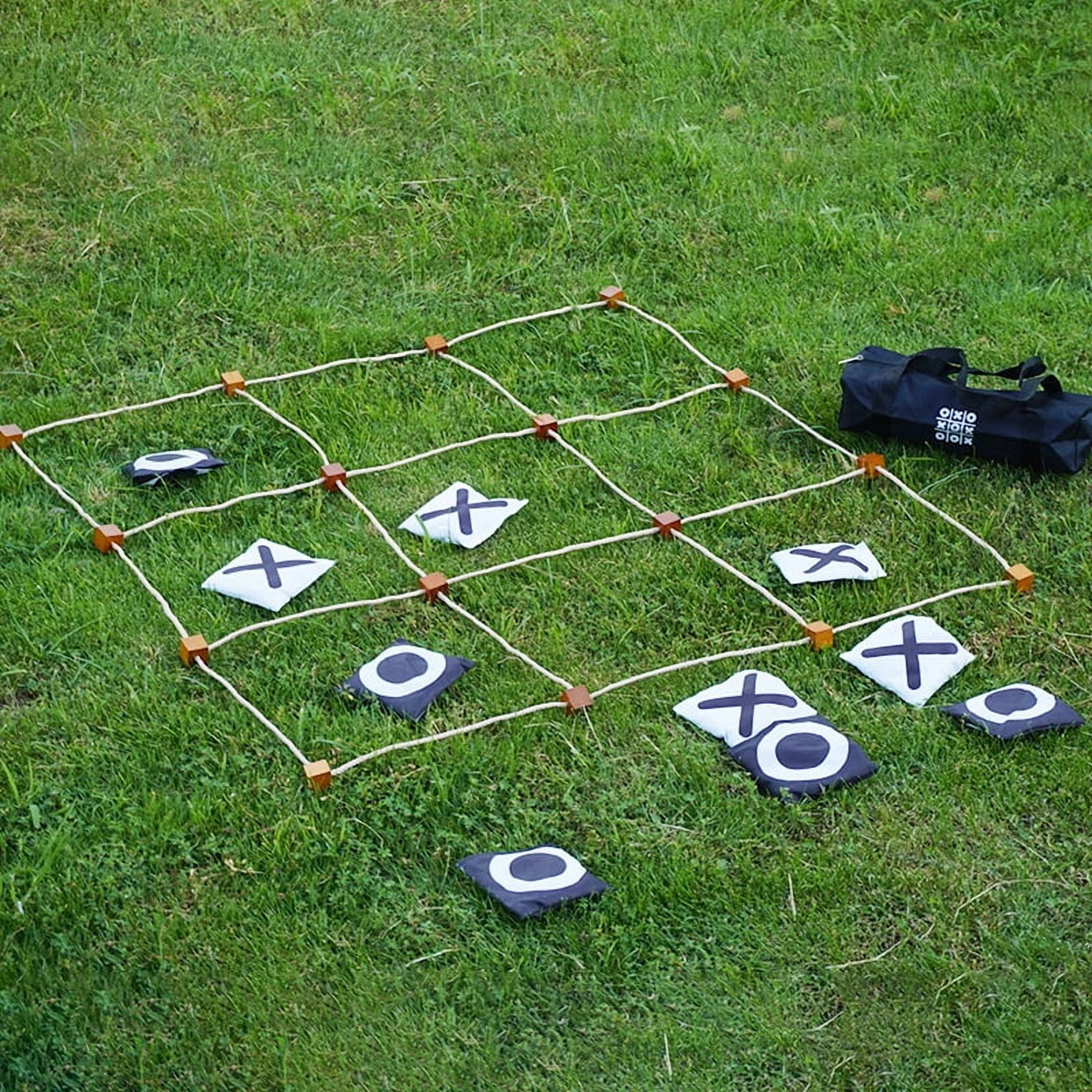 Unbranded Tic Tac Toe Bean Bag Toss Game Set - Jumbo Large 4ft x 4ft Wooden Outdoor Indoor Board with Non-Toxic Ceramic Beanbags, Easy Setup 1 Pack