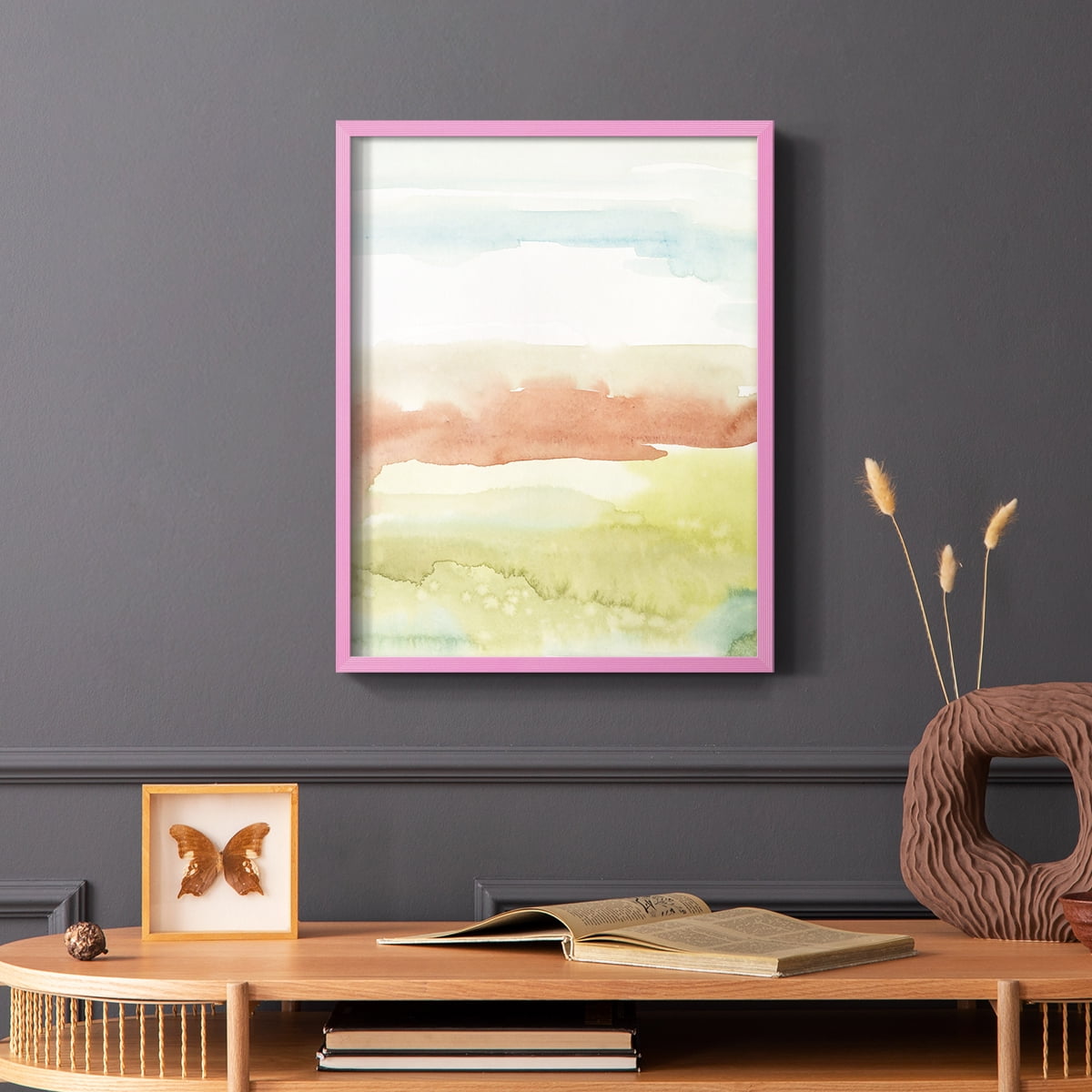 Blushing Sunrise II Framed Print in Pink Solid Wood Framed Print No Nail Hanging