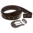 thumbnail image 3 of Western Faux Crocodile Print Cross Concho Rhinestone Studded Leather Belt, 3 of 3