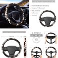 thumbnail image 3 of Jeiento Brown Cow Print Car Seat Covers Full Set with Steering Wheel Cover Seat Belt Strap Protector Rearview Mirror Cover Gear Shift Knob Cover Set Cup Holders Keychains Interior Auto Accessory, 3 of 6