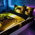 thumbnail image 2 of meiyoeat Neon Lightning Gamer Zipper Full Size Comforter Sets with Fitted Sheet and 2 Pillowcases for Teens Boys, Electric Yellow Green Gaming Zipper Bedding Set, Black Reversible, 2 of 6