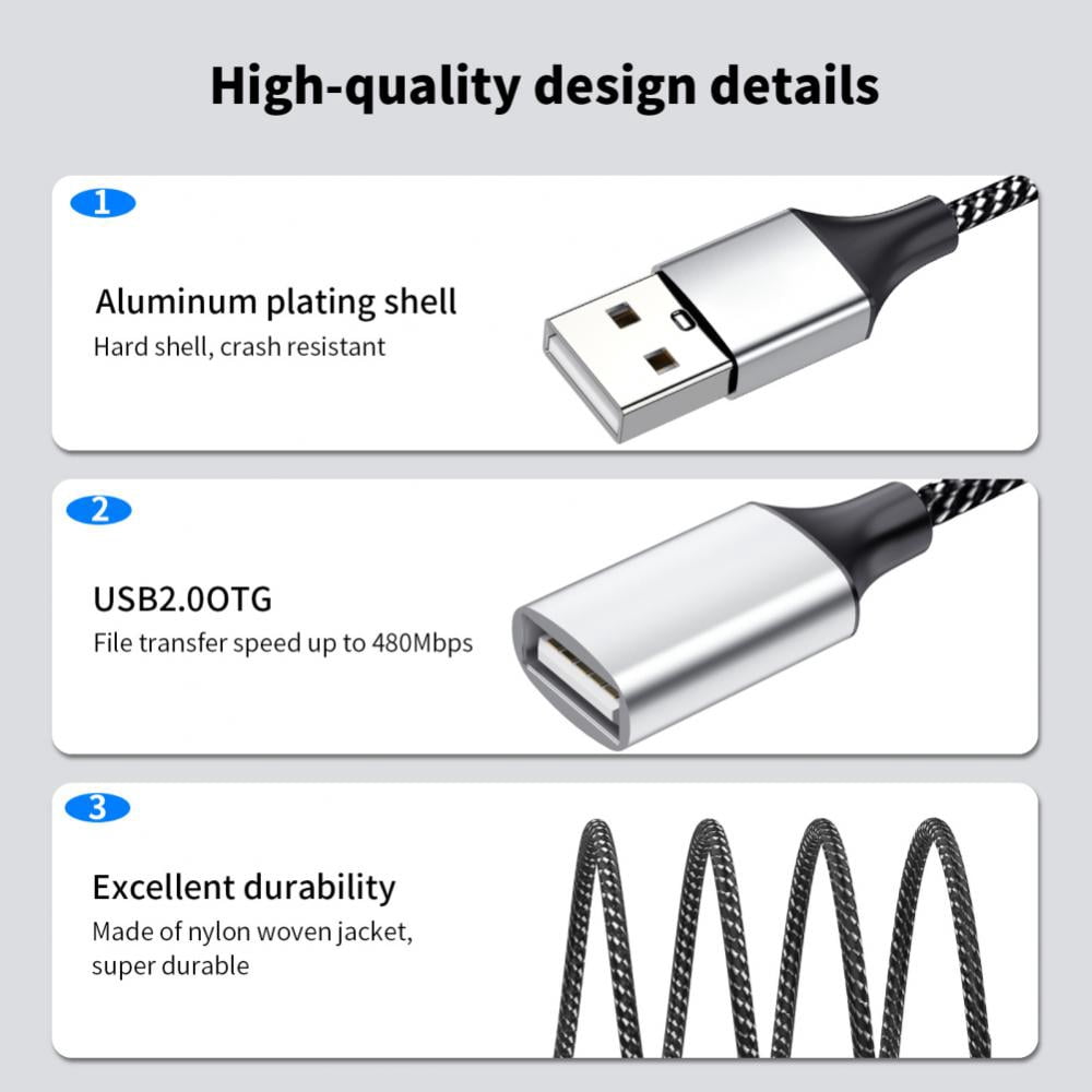 1/2PCS RYRA USB To 3 USB 2.0 HUB Dual 4Port Multi Splitter Adapter OTG For PC Laptop Surface Accessories USB A Extension Power