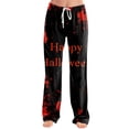 thumbnail image 2 of Halloween Pajama Pants Women Cute Halloween Party Graphic Casual Lounge Pj Bottoms Elastic Waist Drawstring Trendy Sleep Bottoms Deep Red M, 2 of 5
