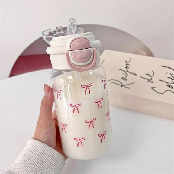 QHUDLV Cute Water Bottle with Straw Portable Plastic Up Cover Water Cup for Kid