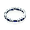 thumbnail image 2 of Women's 14K White Gold Baguette Simulated Blue Sapphire CZ Stackable Wedding Eternity Ring, 2 of 4