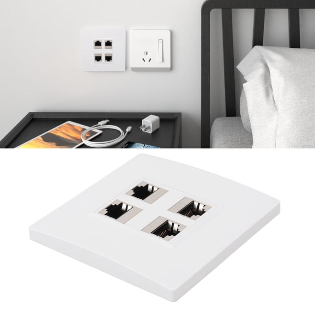 PlacA de Pared Ethernet Cat 6, PlacA de Pared Jack de 4 Puertos duradera Ampliamente utilizada para Cat5 Cat5e