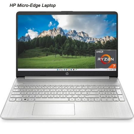 HP 15.6" HD Micro-Edge Laptop, AMD Ryzen 7 5700U up to 4.3GHz, 16GB RAM, 512GB SSD, AMD Radeon Graphics, Wi-Fi 6, Bluetooth, Windows 11 Home, Natural Silver