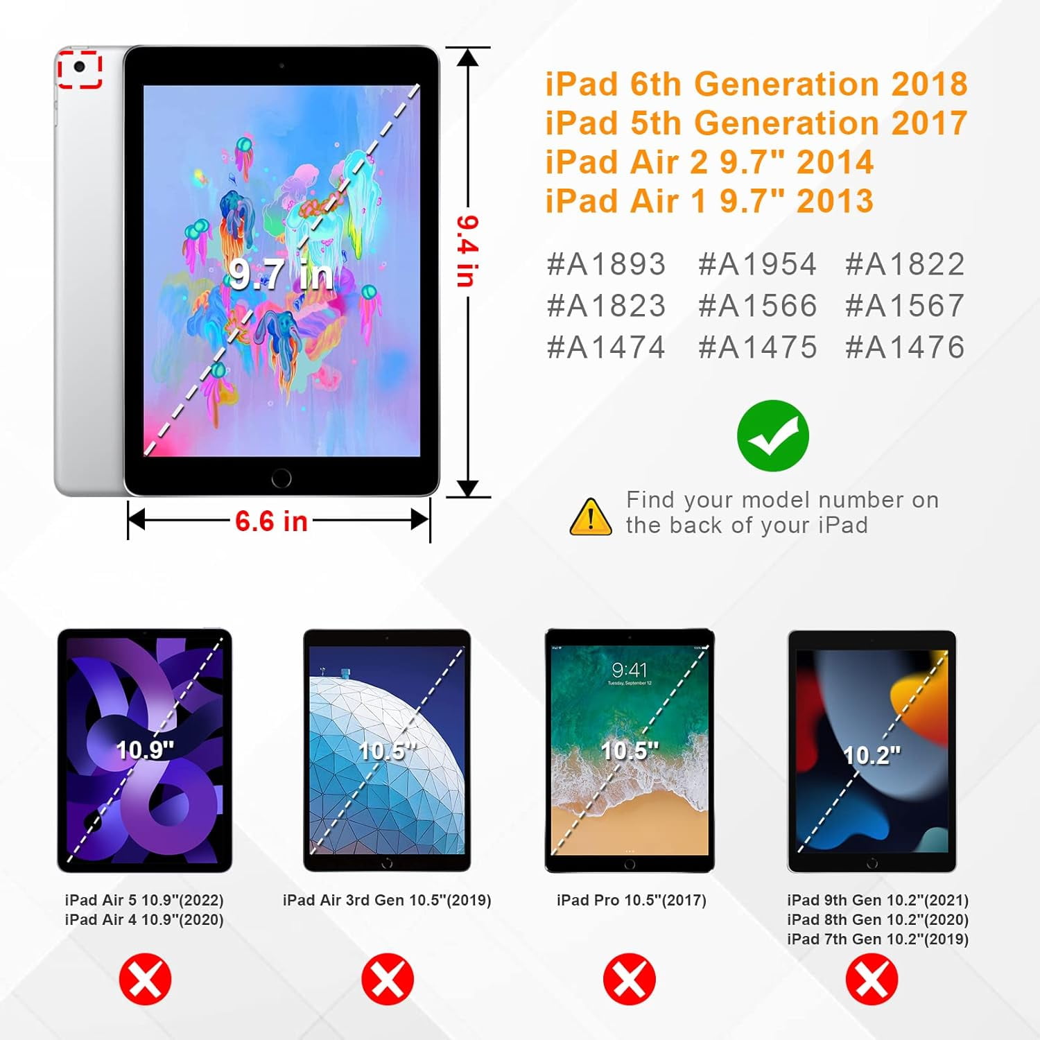 Flip Case for Apple iPad 6th 5th Gen 9.7"/ iPad Air 1 2, with Pencil Holder Smart Cover Auto Sleep Wake Protective Documents Pocket Stand Snap Closure Case for iPad 6th 5th Gen 2018/2017, Coffee