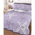 thumbnail image 3 of Quilts Twin Size, Vintage Lilac Starfish Soft Comforter Bedding Set for Bed, Summer Coastal Beach Marine Life Lightweight Quilted Bedspread with Pillow Cover(2 Pieces) for All Season, 68x86 Inch, 3 of 9