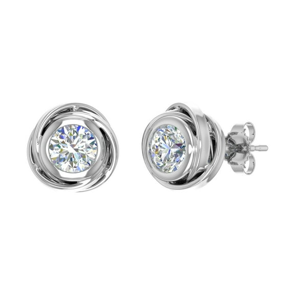 1 Carat Rose Diamond Stud Earrings in 14K White Gold