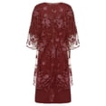 thumbnail image 4 of Miutii Womens 2pcs Elegant Plus Size Dress Set Evening Cocktail Mother's Dress Embroidery Lace Cover Burgundy 5XL, 4 of 9