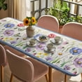 thumbnail image 3 of Blue Wildflowers Table Cloths for 8 Foot Rectangle Tables, Farmhouse Country Spring Butterfly Floral Patio Waterproof Elastic Fitted Tablecloths, Washable Rectangular Table Cover for Camping, 3 of 8