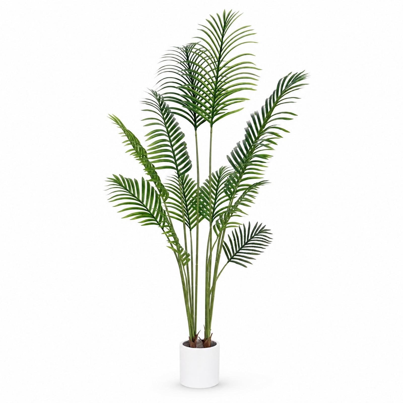 BEAUTYPEAK 5.3FT Artificial Palm Plants Fake Pre Potted Faux Green Tree Tall Fake House Plants Indoor Outdoor Floor Plant