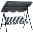 thumbnail image 1 of Outsunny 3-Seat Patio Swing Chair with Adjustable Canopy Grey and White, 1 of 10