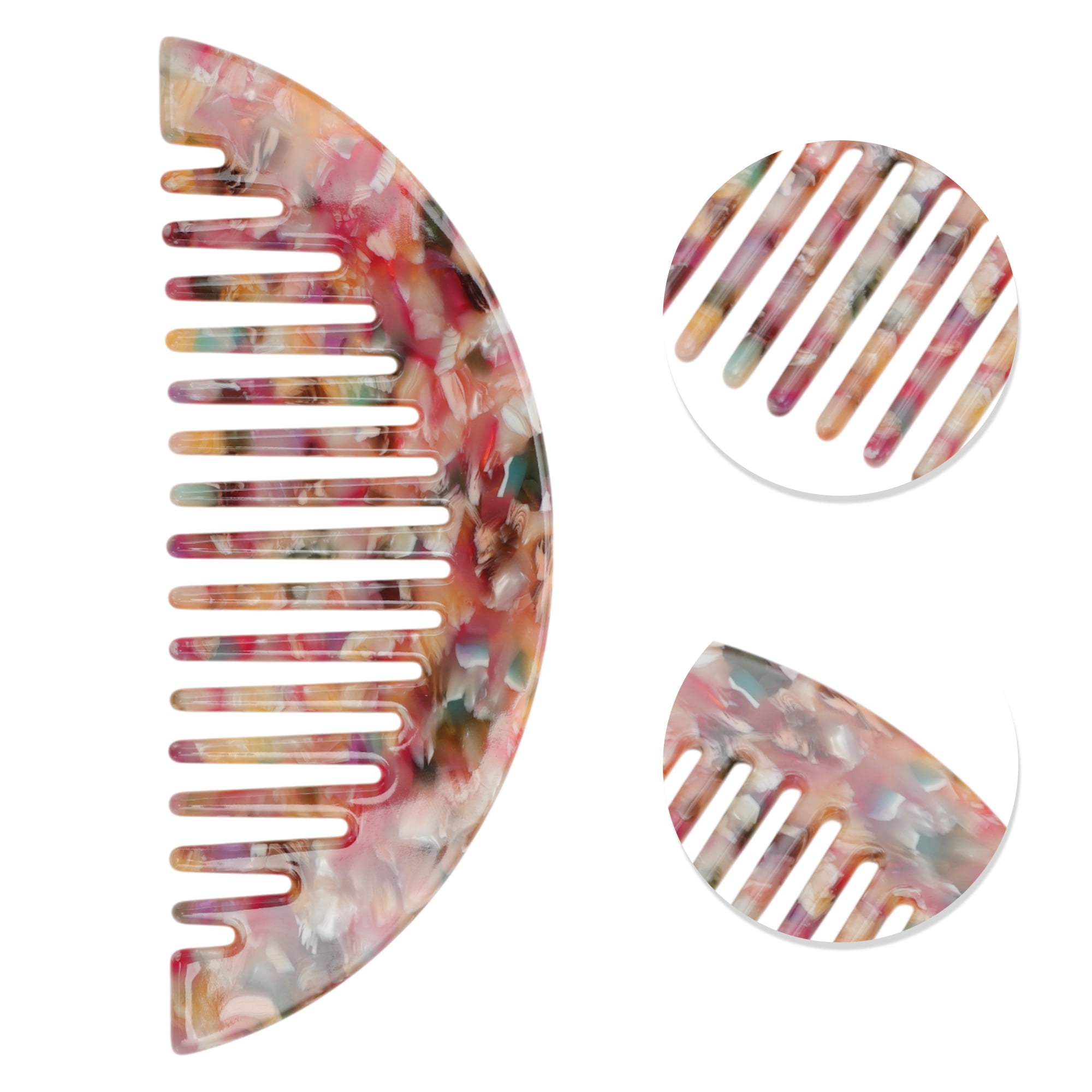 Unique Bargains 1 Pc Convenient Half Round Hair Comb for All Hair Types Styles Colorful