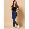 thumbnail image 3 of DARING DIVA Women's Crop Denim Cardigan Cap Sleeve Jean Jacket S Black Gray, 3 of 6