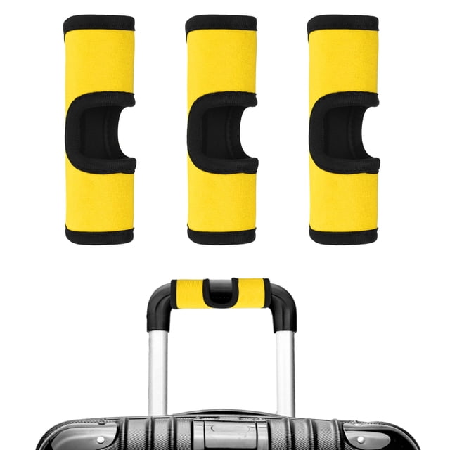 Uxcell Funda de Mango de Equipaje 3 Pcs Identificadores de Equipaje de Neopreno Diseño Hueco Amarillo 5.9 pulgadas Cubierta de Mango de Agarre Cómodo