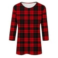 thumbnail image 4 of HaoXianJian Plus Size Womens Shirt Short 3/4 Sleeve Crew Neck Shirts Plaid Print Top for Women 2025 Loose Fits T Shirt Summer Tee Shirts Going Out Top 3X 4X 5X, 4 of 4