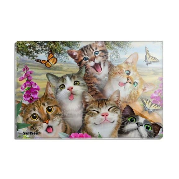 Cats and Butterflies Selfie Rectangle Acrylic Fridge Refrigerator Magnet