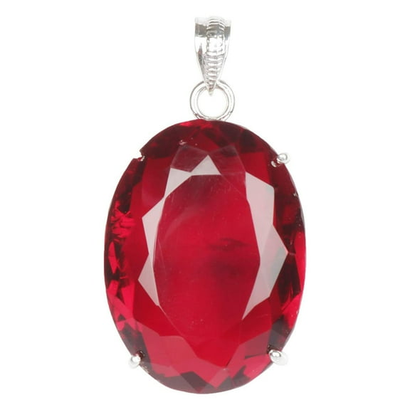GEMHUB Oval Cut Red Topaz Gemstone 23.50 Gram Fine 925 Sterling Silver Pendant For Gift Birthstone for Women
