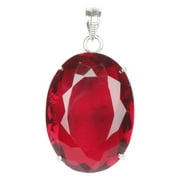 GEMHUB 25.00 Gram Oval Cut Red Topaz Gemstone Pendant 925 Sterling Silver Jewelry For Women