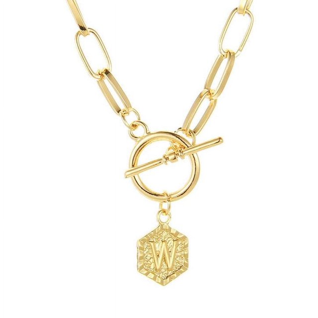 Bilqis Chaîne Pendentif Lettre Anglaise 26 Deals, Collier Rétro Paperclip Hexagone