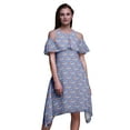 thumbnail image 1 of Bimba Floral Print Flutter Sleeve Womenâ€™s Party Tunic Cold Shoulder Midi Dress-Small, 1 of 6