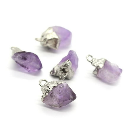 

XmhyTop-A 5Pcs Natural Stone Pendants With Jump Rings Irregular Stone Charms for DIY Earring Necklace Bracelet Jewelry Making-N03
