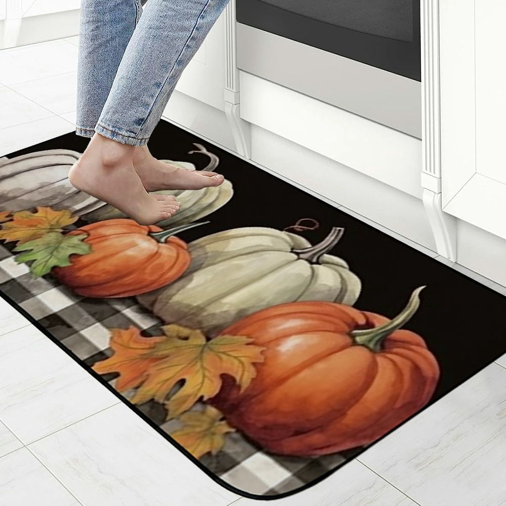 PHYHOO Fall Pumpkin Farmhouse Autumn Rubber Door Mat Decorative Home Indoor Outdoor Rubber Mats 19.68*47.24 in