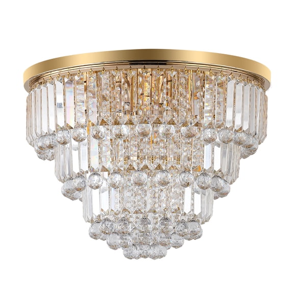 Modern Crystal Gold Flush Ceiling Light Iron Varnish Fixture Design,6xE12 Candle